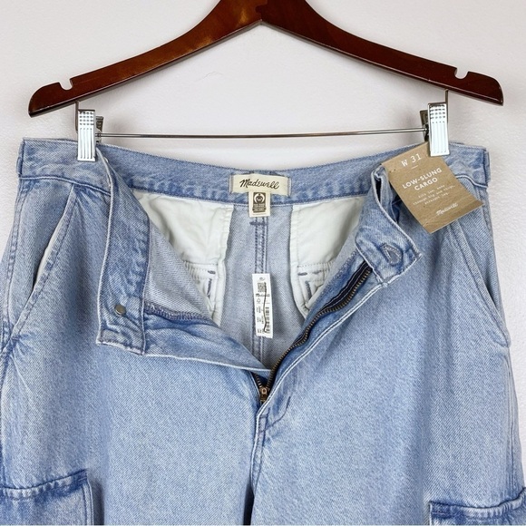 Madewell Low Slung Slouchy Straight Cargo Pocket Jeans Coleman Wash Size 31 NWT - Picture 9 of 12